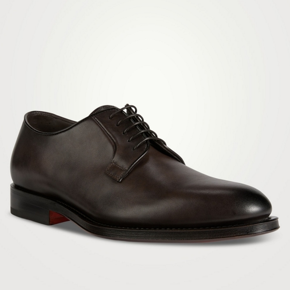 SANTONI Polished Leather Derby Shoes